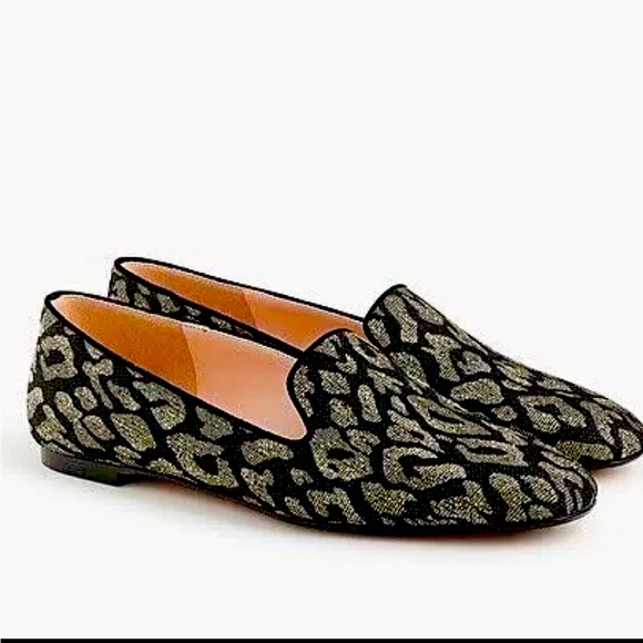 J Crew Smoking Loafer Shoe in Metallic Animal Print Size 8.5 - Picture 1 of 6